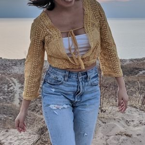 New Look boho lace wrap top